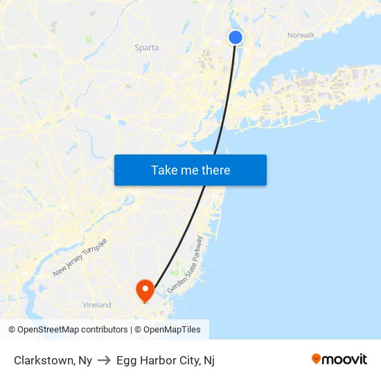 Clarkstown, Ny to Egg Harbor City, Nj map