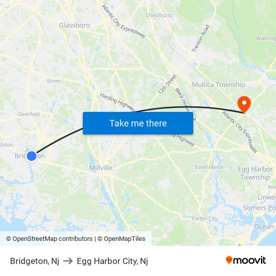 Bridgeton, Nj to Egg Harbor City, Nj map