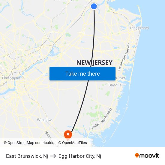 East Brunswick, Nj to Egg Harbor City, Nj map