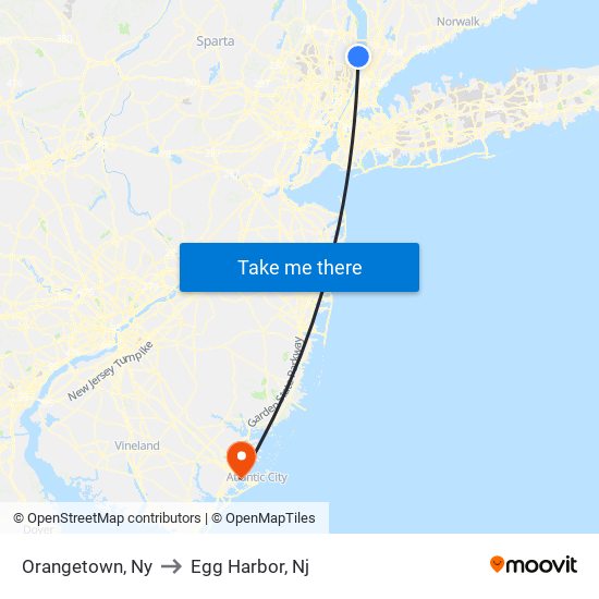 Orangetown, Ny to Egg Harbor, Nj map