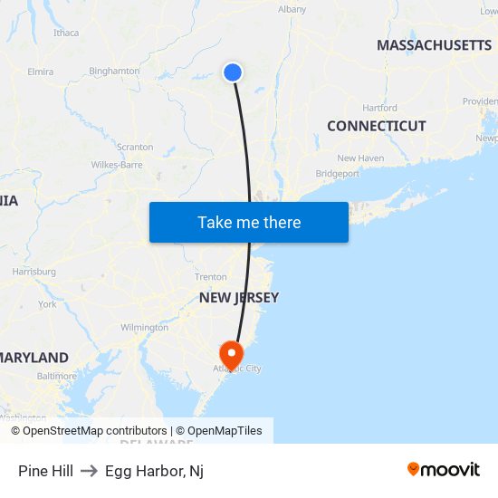 Pine Hill to Egg Harbor, Nj map