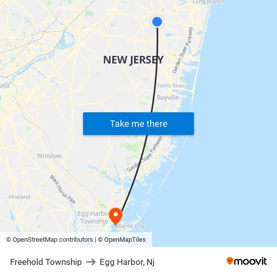 Freehold Township to Egg Harbor, Nj map