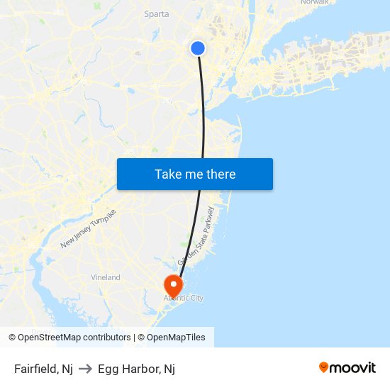 Fairfield, Nj to Egg Harbor, Nj map