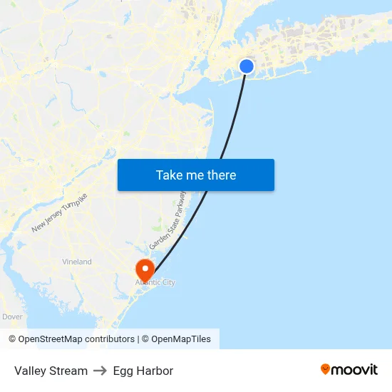Valley Stream to Egg Harbor map