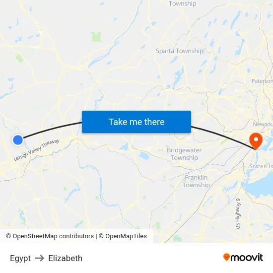 Egypt to Elizabeth map