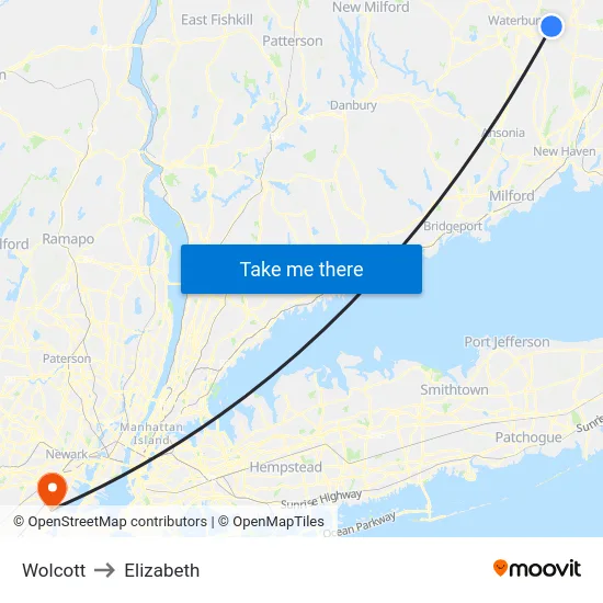 Wolcott to Elizabeth map