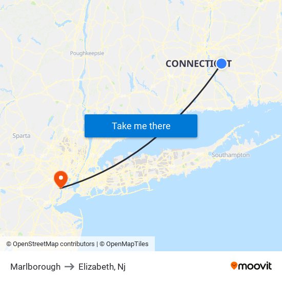 Marlborough to Elizabeth, Nj map