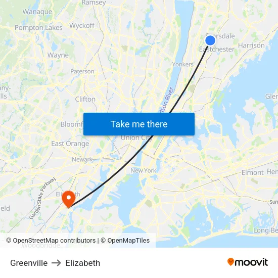 Greenville to Elizabeth map