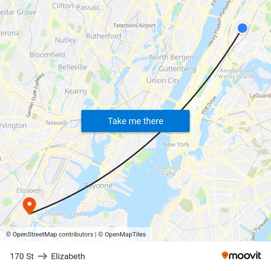 170 St to Elizabeth map