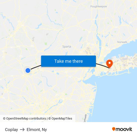 Coplay to Elmont, Ny map