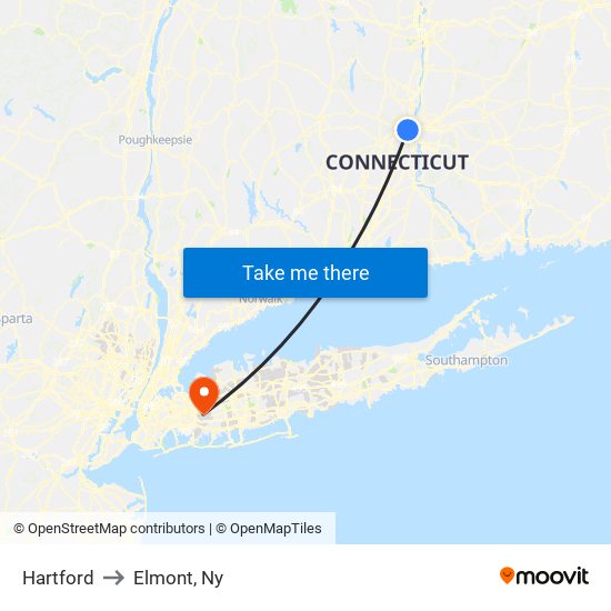 Hartford to Elmont, Ny map