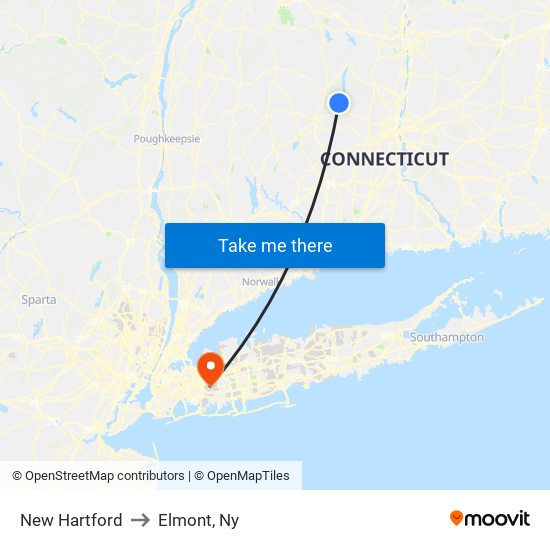 New Hartford to Elmont, Ny map