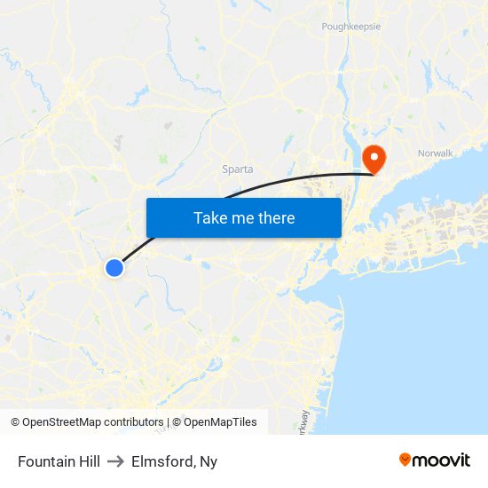 Fountain Hill to Elmsford, Ny map