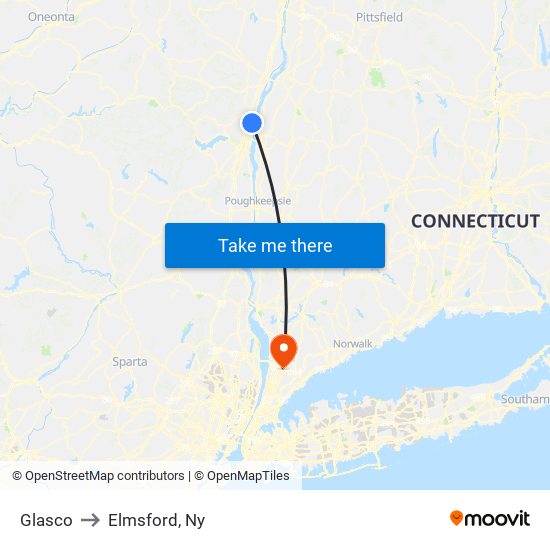 Glasco to Elmsford, Ny map