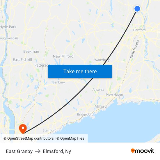 East Granby to Elmsford, Ny map