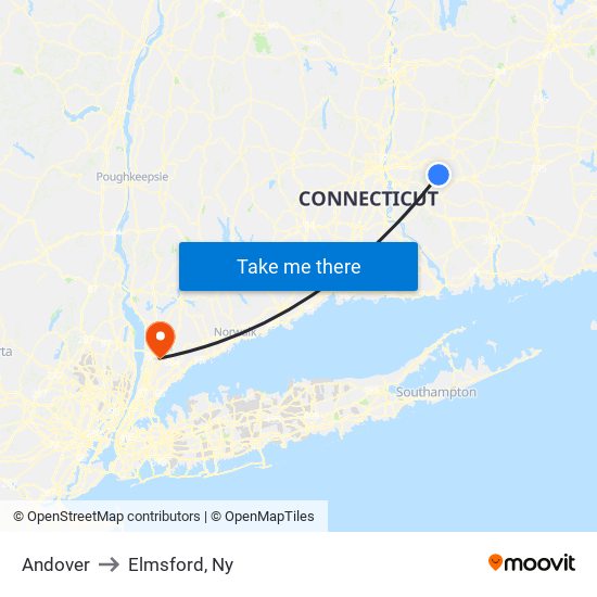 Andover to Elmsford, Ny map