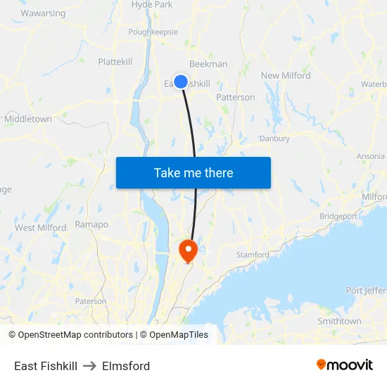 East Fishkill to Elmsford map