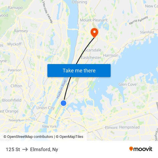 125 St to Elmsford, Ny map