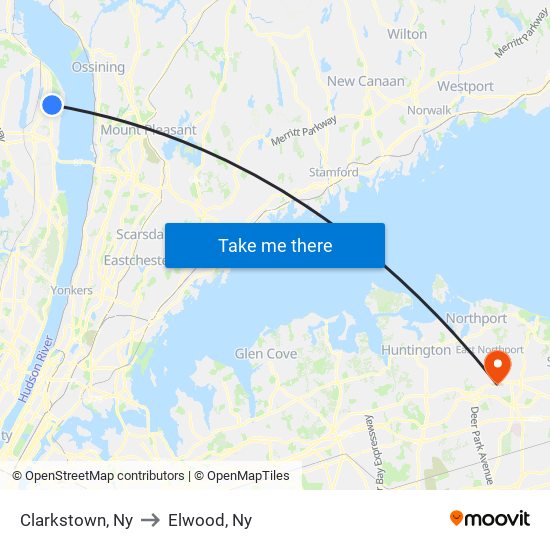 Clarkstown, Ny to Elwood, Ny map
