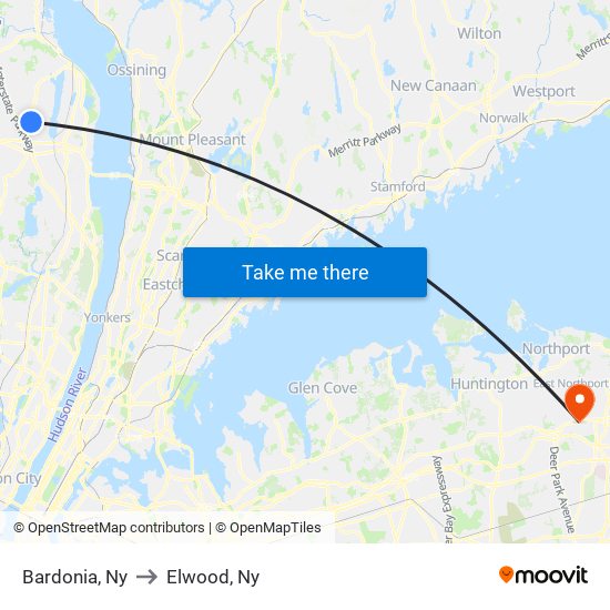 Bardonia, Ny to Elwood, Ny map