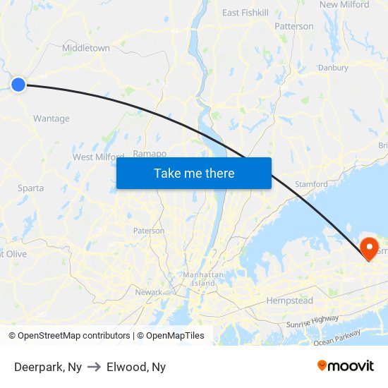 Deerpark, Ny to Elwood, Ny map