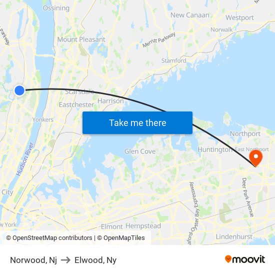 Norwood, Nj to Elwood, Ny map