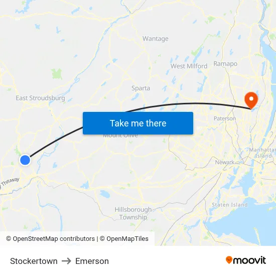 Stockertown to Emerson map
