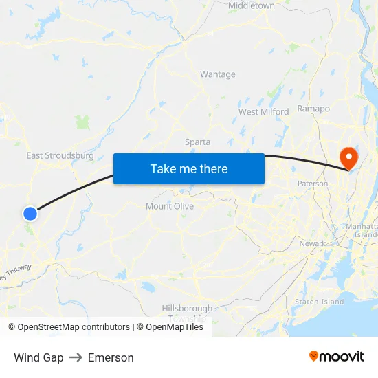 Wind Gap to Emerson map