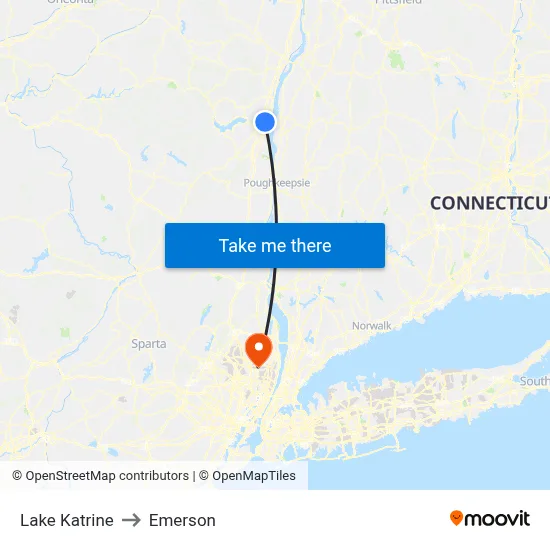 Lake Katrine to Emerson map