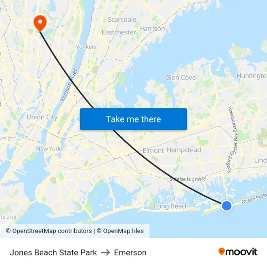 Jones Beach State Park to Emerson map