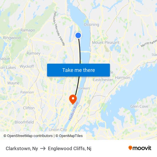 Clarkstown, Ny to Englewood Cliffs, Nj map