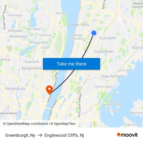 Greenburgh, Ny to Englewood Cliffs, Nj map