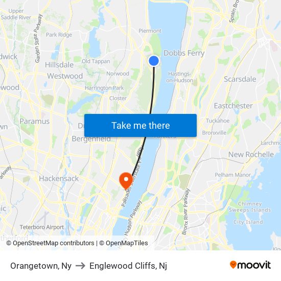 Orangetown, Ny to Englewood Cliffs, Nj map