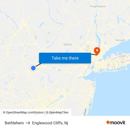 Bethlehem to Englewood Cliffs, Nj map