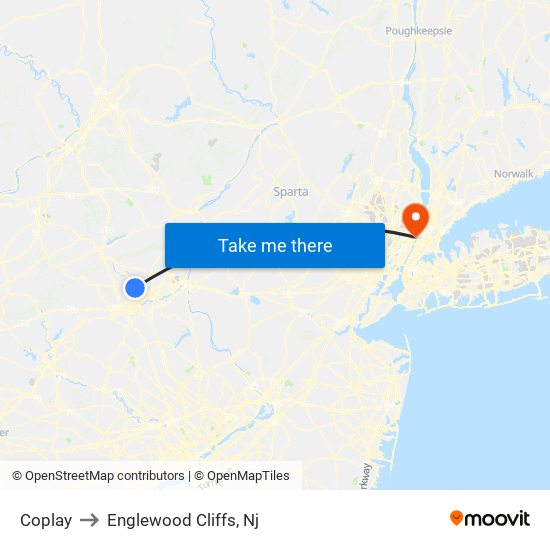 Coplay to Englewood Cliffs, Nj map