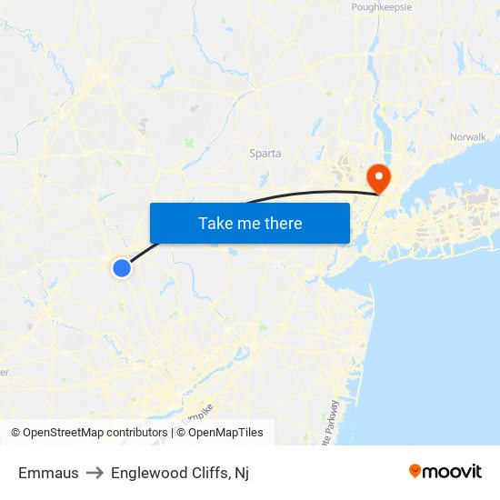 Emmaus to Englewood Cliffs, Nj map