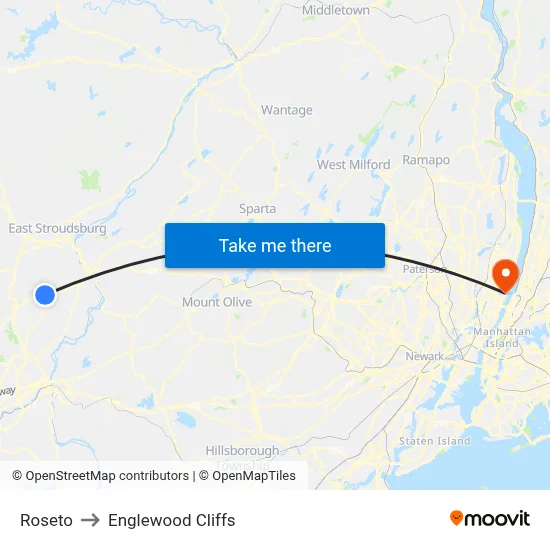 Roseto to Englewood Cliffs map