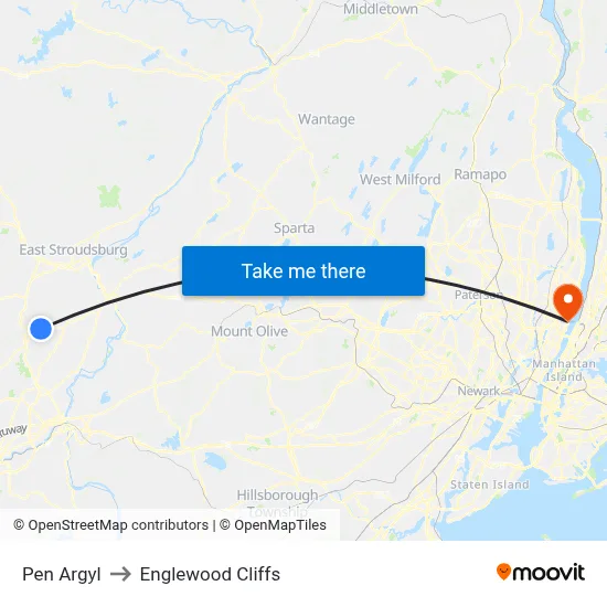 Pen Argyl to Englewood Cliffs map