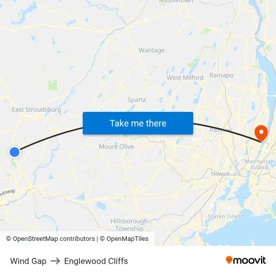 Wind Gap to Englewood Cliffs map
