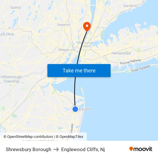 Shrewsbury Borough to Englewood Cliffs, Nj map