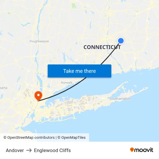 Andover to Englewood Cliffs map
