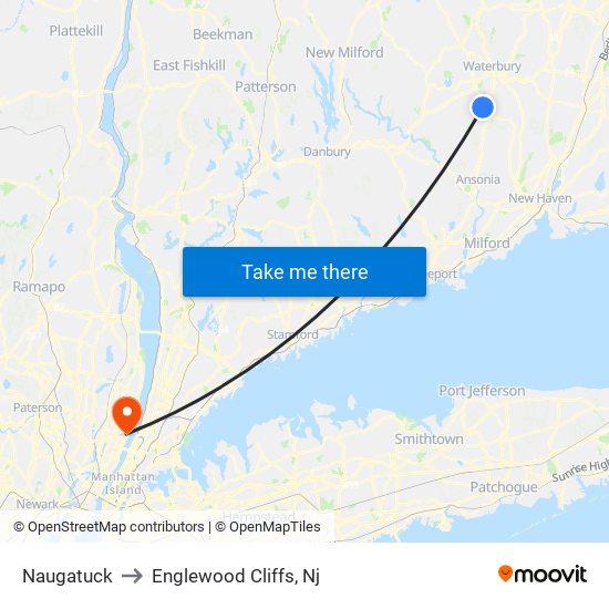 Naugatuck to Englewood Cliffs, Nj map