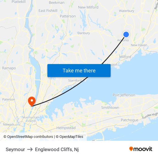 Seymour to Englewood Cliffs, Nj map