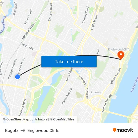 Bogota to Englewood Cliffs map