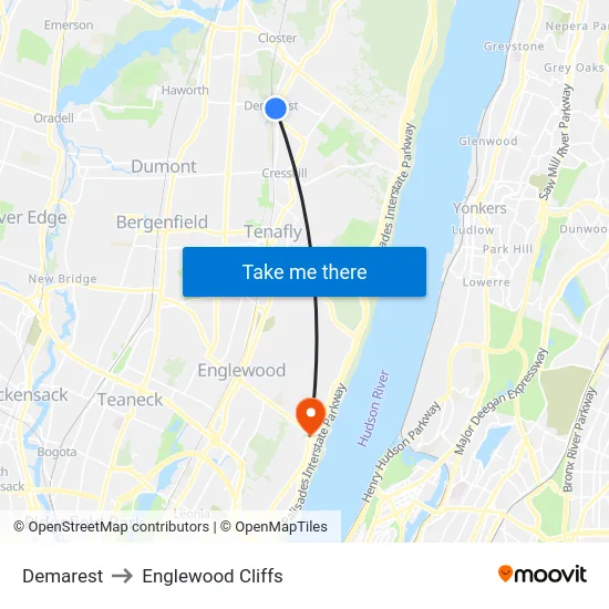 Demarest to Englewood Cliffs map