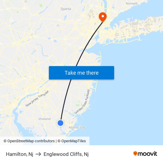 Hamilton, Nj to Englewood Cliffs, Nj map