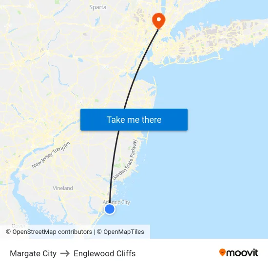 Margate City to Englewood Cliffs map