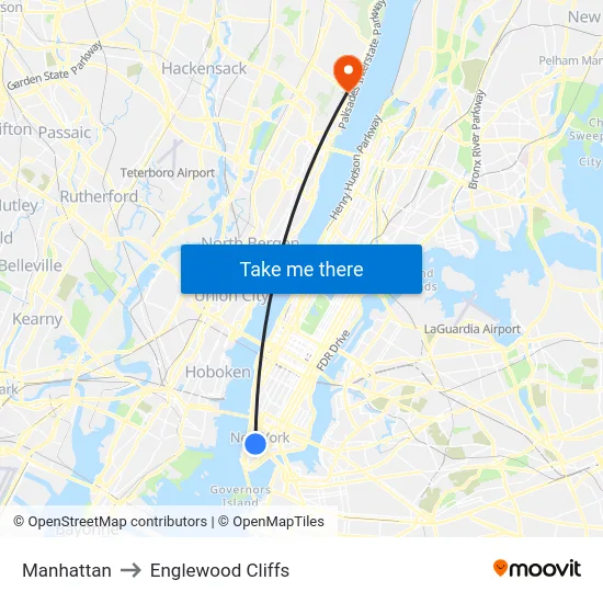 Manhattan to Englewood Cliffs map