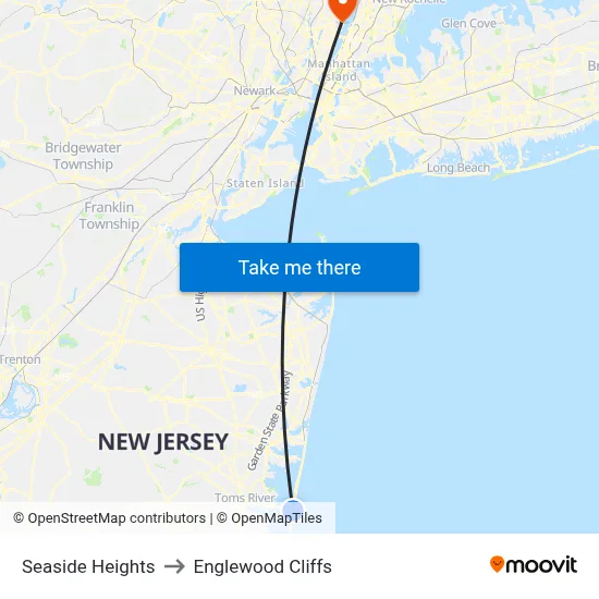Seaside Heights to Englewood Cliffs map