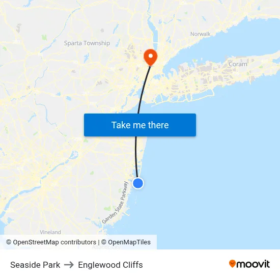 Seaside Park to Englewood Cliffs map